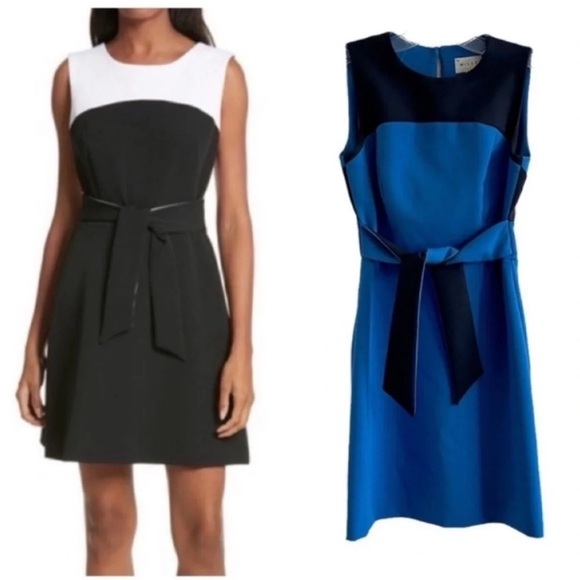 Milly Jenny Color Block Mini Dress Blue - Picture 1 of 9